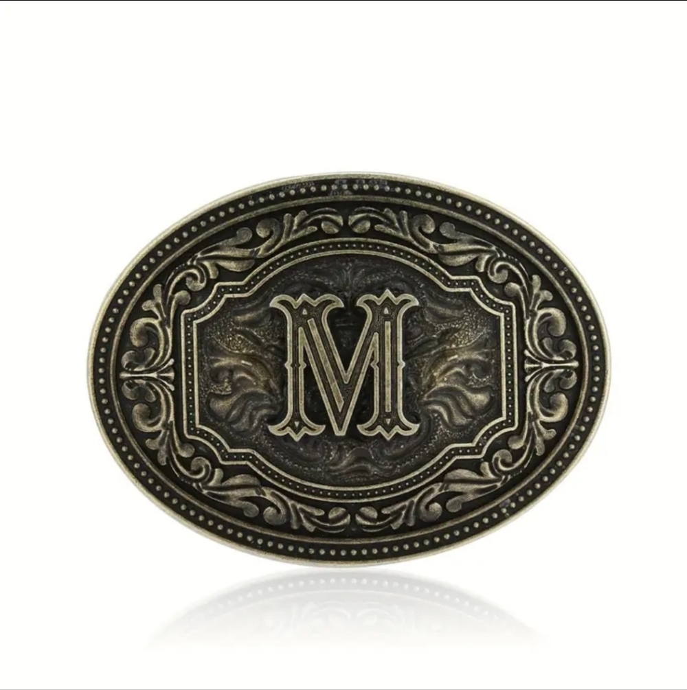 New Men's Monogram Western initials M belt buckle